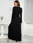 V-Neck Long Sleeve Split Dress