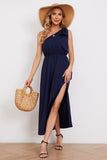 One-Shoulder Sleeveless Slit Dress