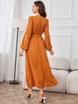 Tie Waist Puff Sleeve Maxi Dress