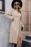 V-Neck Buttoned Slit Dress