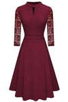 Round Neck Three-Quater Sleeve Cutout Dress