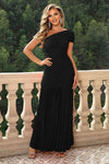 One-Shoulder Ruched Maxi Dress