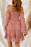 Smocked Long Flounce Sleeve Tiered Dress