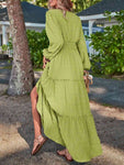 Smocked Waist V-Neck Maxi Dress