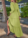 Smocked Waist V-Neck Maxi Dress