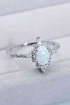 Platinum-Plated Opal and Zircon Ring