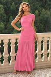 One-Shoulder Ruched Maxi Dress