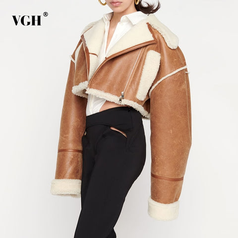 VGH Fashion Patchwork PU Leather Colorblock