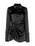 TWOTWINSTYLE Solid Long Sleeve Lapel