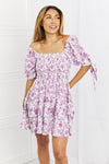 White Birch Touch of Elegance Full Size Floral Ruffle Mini Dress