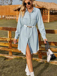 Raw Hem Collared Denim Dress