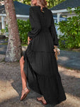 Smocked Waist V-Neck Maxi Dress