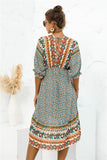 Printed Bohemian V Neck Dress