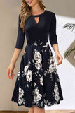 Printed Cutout Round Neck Dress