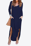 Split Long Sleeve V-Neck Maxi Dress