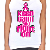 Juniors Dri Fit Keep Calm and Fight On Breast Cancer T-Back Tank Top