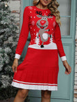 MERRY CHRISTMAS Graphic Pleated Sweater Dress