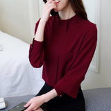 Wine Long Sleeve Office Blouse