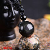 Rainbow Eye Obsidian Golden Good Luch Pendant