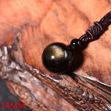 Rainbow Eye Obsidian Golden Good Luch Pendant