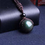 Black Obsidian Rainbow Eye Ball Necklace