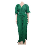 Green African Inspired V-neck Long Dress