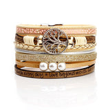 Leather Charm with Pearls Bracelets and Bangles for Women Bohemian