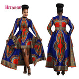 African Blue and Red Long Traditional above the Knee Dress