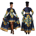 African Blue and Red Long Traditional above the Knee Dress