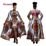 African Blue and Red Long Traditional above the Knee Dress