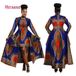 African Blue and Red Long Traditional above the Knee Dress