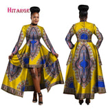 African Blue and Red Long Traditional above the Knee Dress