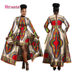 African Blue and Red Long Traditional above the Knee Dress