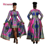 African Blue and Red Long Traditional above the Knee Dress