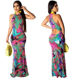 Floral Long Backless Night on the Town Dress