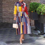 Colorful Office Dress with Pleats and Flare