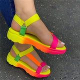 Multi Color Wedge Platform Sandals