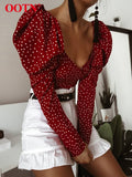 Vintage Polka Dot Puff Long Sleeve Wrap