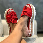 Red Thick Sole Platform Beach Sandals