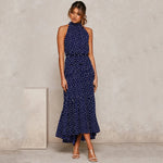 Long Polka Dot Halter Dress