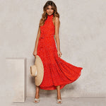 Long Polka Dot Halter Dress