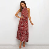 Long Polka Dot Halter Dress