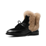 Butterfly-knot Leather Furry Ankle Boots Holiday Collection