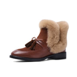 Butterfly-knot Leather Furry Ankle Boots Holiday Collection