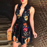 Women Chain Print Sleeveless  Mini Dress