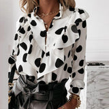 Elegant Polka Dot Ruffle blouse