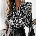 Elegant Polka Dot Ruffle blouse