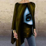 Vintage Abstract Face Printed Irregular Shirt