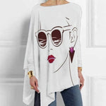 Vintage Abstract Face Printed Irregular Shirt