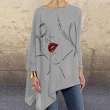 Vintage Abstract Face Printed Irregular Shirt